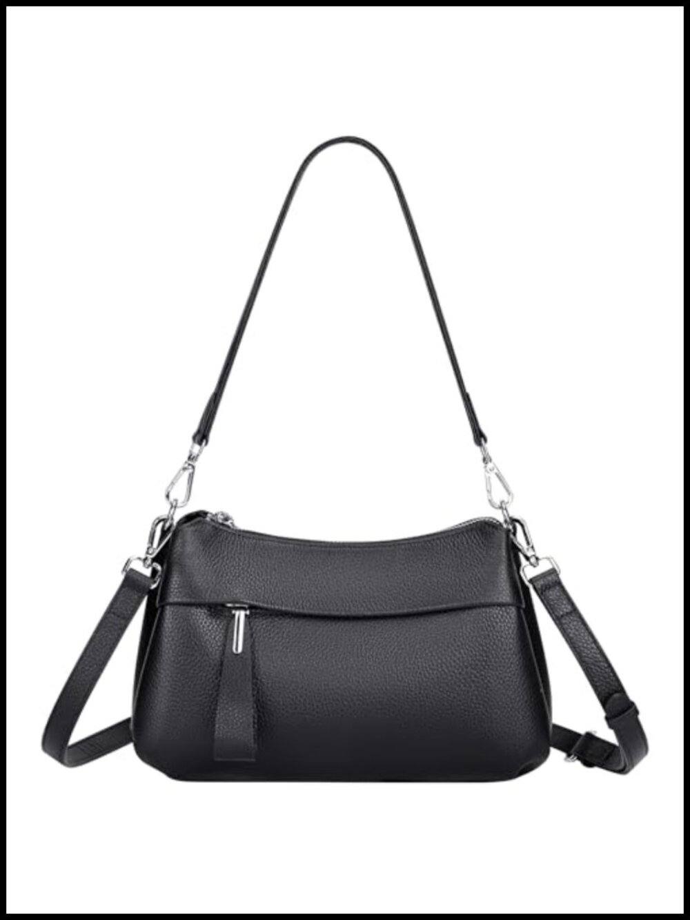 Genuine Leather Crossbody Bag Small Shoulder Purse with Detachable Strap
